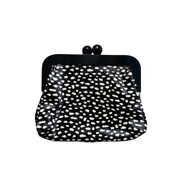 Boden Pony Hair Purse - Clutch - Black - Oversized Ball Clasp &amp; Magnetic Closure